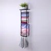 Estante de Almacenamiento de Pared con Organizador de Toallas de Hierro Forjado Pintado, Portatoallas de Baño sin Taladro