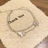Pulseira de diamante borboleta empilhada de camada dupla, moda feminina, temperamento super fada, tudo combina, alto senso, design da Coreia do Sul, joias de mão