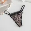 Tanga Sexy de una Pieza [Estampado Leopardo Perlado] Ropa Interior para Mujer, Tanga Tentación con Ribete de Encaje Caliente y Divertido