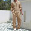 2024 Europa e Estados Unidos transfronteiriço novo terno de trabalho casual camisa de cor sólida manga curta calças terno casual masculino de duas peças