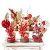 Decoraciones para Árbol de Año Nuevo DIY Adornos de Escritorio Hojas de Eucalipto Hojas de Ginkgo Accesorios Cubo de la Suerte Paquete de Regalo