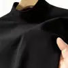 260 gramas de fleece canelado, camiseta masculina de manga comprida com gola alta, quente para o inverno, ajuste justo, segunda pele, nova camiseta lisa