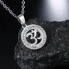 Colgante de diamante con símbolo OM indio collar de acero inoxidable pulido colgante OM moral collar indio al por mayor