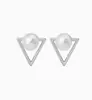 Estilo Coreano Popular Estilo Pequeño Fragante Elegante Elegante Fresco y Sencillo Estilo Coreano Pendientes Triangulares de Perla Pendientes de Dama para Mujer