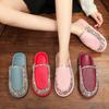 Otoño e Invierno Nuevas Pantuflas Hogar Cálidas Pantuflas de Algodón para Hombres y Mujeres Parejas Interior Antideslizantes Pantuflas de Cuero Fabricante Hogar