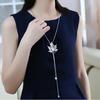 Joyería Europea y Americana Moda Coreana Diamante de Imitación Arce Perla Collar Largo Cadena para Suéter de Mujer Accesorios Yiwu Joyería Pequeña