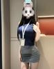 Traje de falda de cintura alta y cadera con top corto sin mangas ajustado de verano 2025 para mujer estilo 'Hermana Mayor' de Mingjun Pura Deseo
