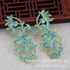 Accesorios para Joyería DIY Punto de Aceite Goteante Esmeralda Azul Fénix Material de Esmalte 55*25*2mm Hoja Flor Rama B3100