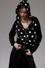 Sudadera Cardigan de Cremallera de Manga Larga con Lunares Retro Hip-Hop Americano Estilo Ins para Mujer Diseño Casual de Principios de Otoño Chaqueta Versátil