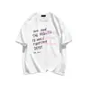 Blusa de Verão Feminina Estilo Coreano Doce com Estampa de Letras, Gola Redonda e Manga Curta, com Sensação Relaxada e Versátil para o Trabalho e Uso Casual