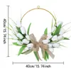 2026 Nueva Corona de Primavera Decoración de Puerta de Pascua Corona de Cuentas de Madera Tulipán Simulado Corona Festiva Decoración del Hogar