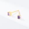 Brincos de Prata 925 Femininos Europeus e Americanos Transfronteiriços Diamante Colorido Mini Brincos Novo Simples Estilo Frio Zircônia de Quatro Garras Pequenos Brincos