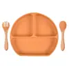 En Stock Vajilla Infantil Compartimentada Tazón de Silicona con Ventosa para Bebé Cuchara para Bebé Plato de Silicona con Popote Integrado