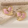 Pendientes de Acero Inoxidable Irregulares con Forma de Corazón y Goteo de Aceite, a la Moda y Elegantes, para Mujer, No se Desvanecen, Pendientes de Lujo Ligero de Alta Gama, Venta al por Mayor