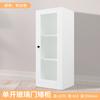 Librería combinada con puerta de cristal, vitrina de suelo, vitrina para sala de estar, mueble multifuncional de color crema para el hogar