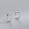 Clip para oreja de diamante de seis garras de plata esterlina S925 sin orificios para las orejas, moda japonesa y coreana, elegante, personalizado, chapado en oro, ligero, de lujo, estilo ins para mujer