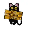 Serie de Gatos Negros de Ojos Grandes Creativos Transfronterizos Insignia de Metal Pintado Animal de Dibujos Animados Versátil Joyería de Letras Broche