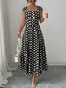 Vestido largo de mujer 2026 estilo nuevo transfronterizo europeo y americano, color liso, cuello cuadrado, corte ajustado, línea A, elegante y con estilo