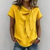 2026 Camiseta de Poliéster para Comercio Exterior Transfronterizo Camisa Casual de Verano para Mujer de Manga Corta en Color Caqui, Amarillo, Verde