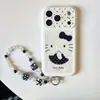 Funda para Teléfono KT Cat con Puntos de Diamante Brillantes para Apple 18, iPhone 17 Pro Max con Cadena Colgante, Linda 16, 15 Funda Dura a Prueba de Golpes