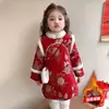 Vestido Hanfu para Niñas Traje de Invierno Cheongsam para Niños Vestido de Princesa Primer Cumpleaños Bebé Niña Vestido Formal Vestido Estilo Chino Traje de Año Nuevo