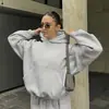 Sudadera Pulóver Estilo Ins Simple Casual Relajado High Street con Bordado de Letra Personalizada Pantalones Anchos Sueltos para Mujer