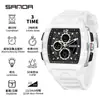 Reloj Deportivo Sanda de Doble Pantalla para Estudiantes de Secundaria, Montañismo al Aire Libre, Hora Mundial, Resistente al Agua, Cuenta Atrás, Versátil, Elegante Reloj Electrónico