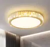 Lámpara de techo de lujo para dormitorio principal, cristal de acero inoxidable, luz LED redonda simple, moderna, elegante para habitación y hotel