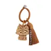 Lindo Llavero Colgante de Oveja Pequeña de Madera de Haya Curativa Encanto Tejida a Mano para Bolso Versátil Regalo del Año de la Oveja del Zodiaco