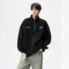 Sudadera bordada con media cremallera para hombre y mujer, chaqueta de pareja estilo retro americano casual de otoño, top deportivo moderno de alta resistencia