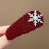 Exquisito Pasador de Pelo de Felpa Roja con Forma de Copo de Nieve para Mujer, Pasador para la Frente, Pinza Lateral, Pasador de Gama Alta, Accesorio para el Cabello