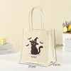 Bolsa de Lona Cartoon Halloween Espessada Portátil Decorada com Abóbora Cartoon Bolsa de Mão para Estudante Bolsa Tote Portátil de Armazenamento