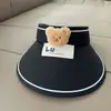Chapéu de Palha com Proteção Solar para Bebê de Verão Urso Fofo Menino Fofo Chapéu de Aba Larga Proteção Solar Menina Chapéu Bacia Chapéu de Verão para Crianças
