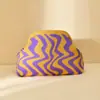 Bolso de Mano de Punto Rayado, Bolso de Mahjong, Versátil Portátil para el Día a Día, Tejido con Clip de Almacenamiento, Bolsa de Maquillaje, Gran Capacidad