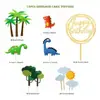 Suministro Transfronterizo Set de Dinosaurio de Arcilla Suave Fieltro Coco Decoración de Pastel Inserto de Pastel Feliz Cumpleaños Cumpleaños de Niño
