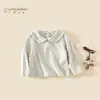 Roupa de Outono para Meninas Camiseta de Algodão Puro Manga Longa 2026 Novo Estilo Infantil Casual Estiloso Outono Camisa Boneca com Gola para Bebê Menina 5