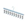 Tendedero para Calcetines, Perchero con Múltiples Pinzas, Perchero Multifuncional de Acero Inoxidable para Ropa Interior de Balcón, Antideslizante y a Prueba de Viento