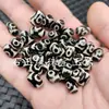 Cuentas de arroz de tres ojos Sky blancas y negras, cuentas sueltas de jade, Lezi ovalado, pulsera de luantong, collar, accesorios de joyería, cuentas hechas a mano