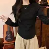 Camiseta Térmica de Manga Larga Ajustada para Mujer 2026 Nuevo Estilo Otoño Capa Interior Cálida con Diseño Irregular y Camiseta Única de Manga Larga