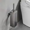 Juego de Portacepillo para Inodoro de Acero Inoxidable Cepillo de Limpieza para Inodoro Baño Hogar Desodorante Cepillo para Inodoro Montado en Pared con Tapa