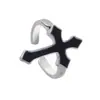 Anillo Negro Vintage de Cruz para Hombres, Anillo Minimalista Ajustable Moderno y Único para Mujeres, Anillo de Falange de Resina Simple y Versátil