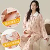 Pijama de Maternidade de Algodão Puro para Primavera e Outono, Manga Longa, para Amamentação, Todo em Algodão, Roupa Pós-Parto para Amamentar, Conjunto de Duas Peças para Casa