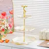 Suporte de Doces de Três Camadas de Luxo Leve Prato para Lanches Estilo Nórdico Sala de Estar Casa Chá da Tarde Suporte para Sobremesas Bandeja Prato para Doces e Frutas