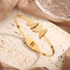 Pulseira Japonesa e Coreana Ins Design Nicho Borboleta Dupla Fosca Feminina Combina com Tudo Simples Aço Titânio Banhado a Ouro 18K Pulseira Feminina Atacado