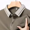 Al por mayor transfronterizo para hombre, nueva camiseta polo de verano para hombre de mediana edad, casual de negocios, manga corta, seda helada, fresca, con cuello, camiseta para hombre
