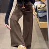 Jeans Marrones Sueltos de Pierna Ancha para Mujer Otoño 2025 Nuevos de Cintura Alta Ajustados Maillard Pantalones Rectos Ajustados