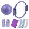 Anillo de Pilates Juego de Siete Piezas con Correa de Asistencia para Estirar, Banda de Resistencia de Silicona, Calcetines de Yoga, Pelota de Yoga, Combo Adelgazante