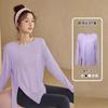Talla Extra Gordo mm Ropa de Fitness Top de Yoga de Manga Larga con Abertura Top Deportivo Blusa Suelta para Correr para Mujer Traje de Secado Rápido