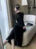 Ropa Zhengqite/ Vestido de Punto para Mujer 2026 Otoño/Invierno Nuevo Estilo Cuello Semi Alto Ajustado Vestido Cola de Pez