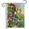 Bandera de Jardín de Primavera y Verano Transfronteriza Hortensia Mariposa Estacional Decorativa para Exterior Lino Doble Cara